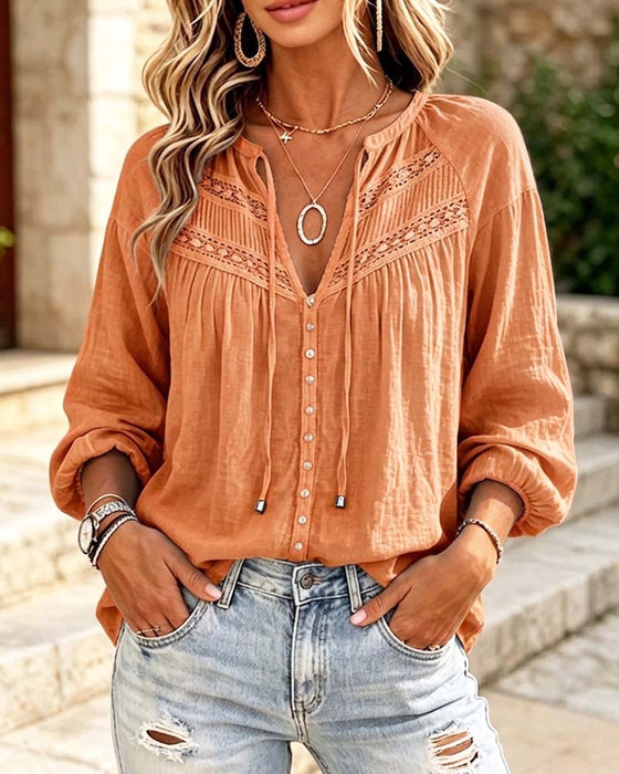 Blouse Casual Hollow Out Kant