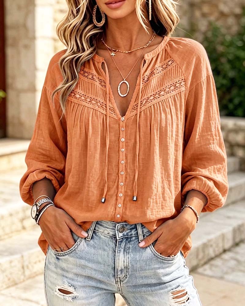 Blouse Casual Hollow Out Kant