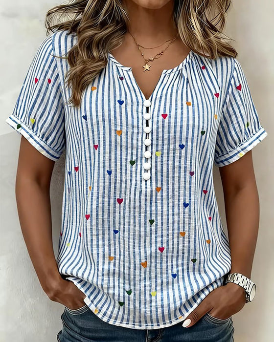 Blouse Puffmouwen Hartstreep