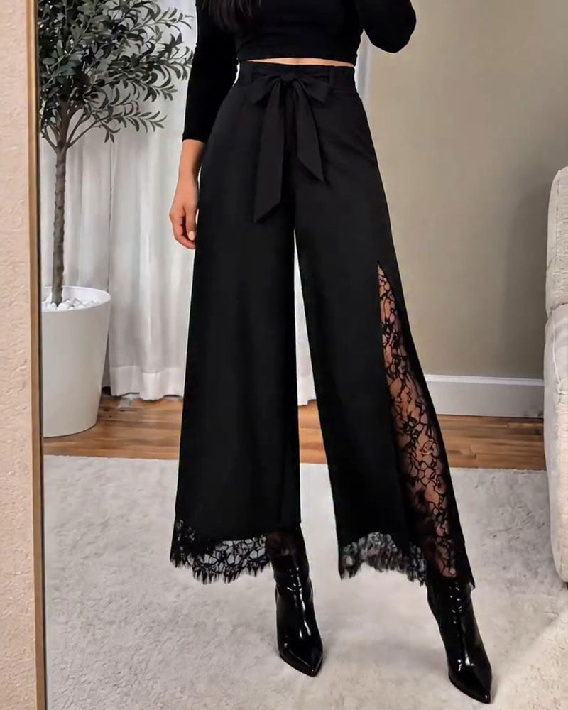 Broek Hoge Taille Kant Patchwork