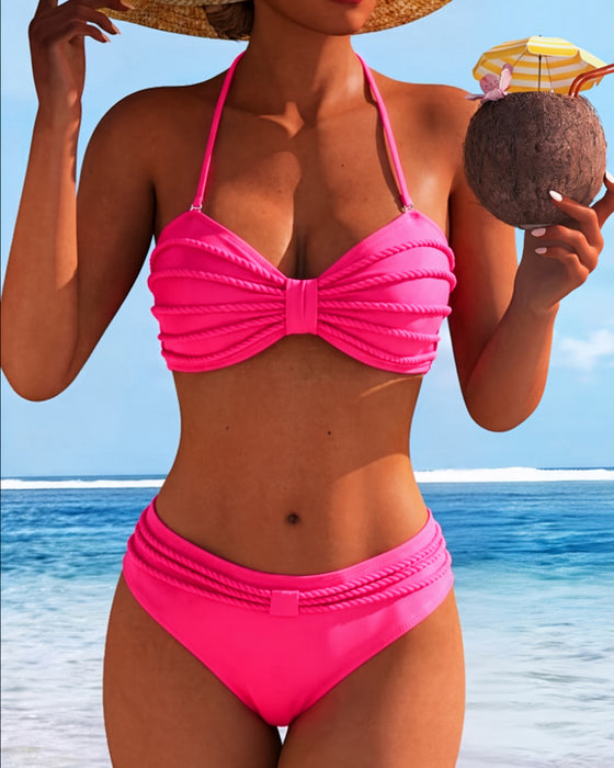 Bikini Effen Kleur Halsternek