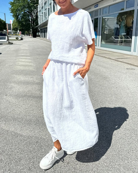 Set Effen Kleur Katoen En Linnen Casual