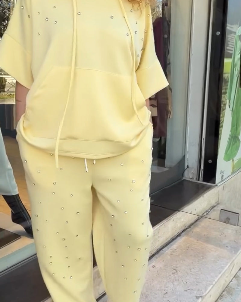 Set Met Capuchon En Pareldetails Casual