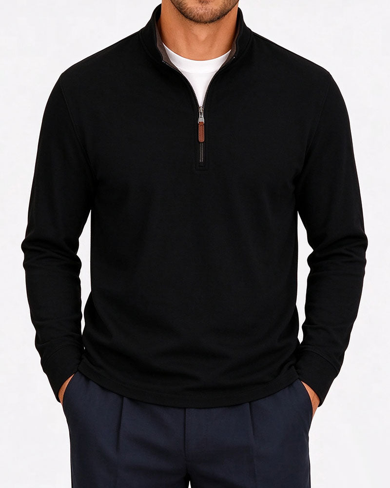 Heren Sweatshirt Half-Zip Staande Kraag Lange Mouw