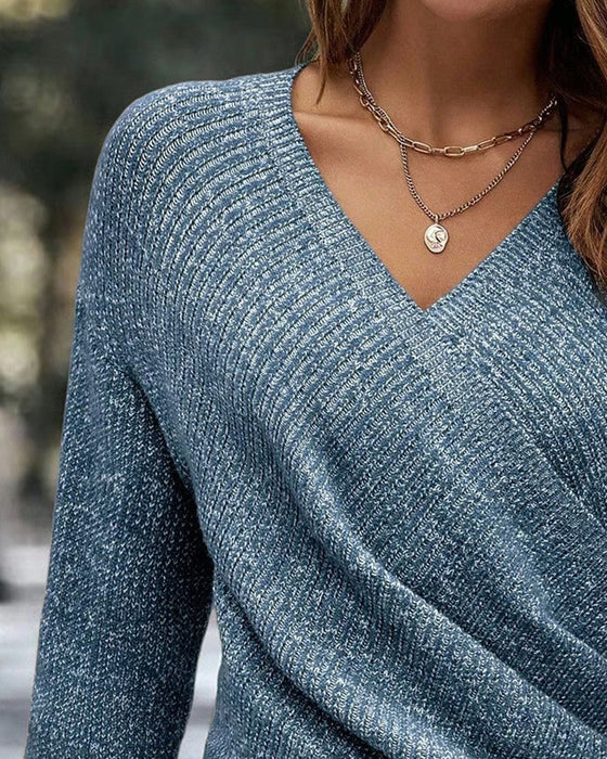 Trui Elegante V-Hals Gerimpeld