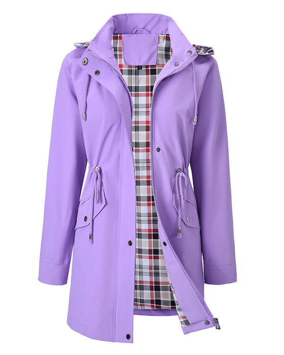Dames Lange Waterdichte Trenchcoat Met Capuchon