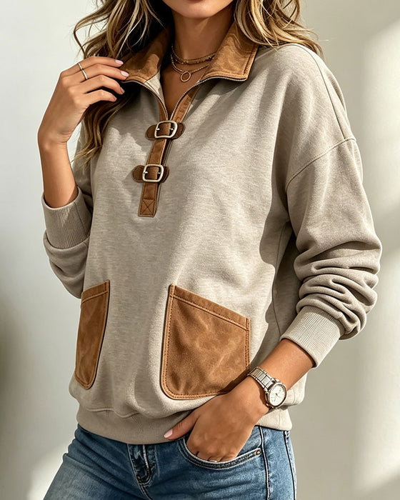 Sweatshirt Suède Patchwork Zak