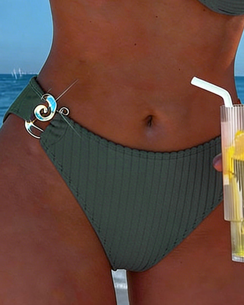 Bikini Verticaal Patroon Metalen Gesp Gespleten