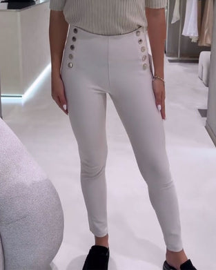 Broek Hoge Taille ZijKnoop Stretch