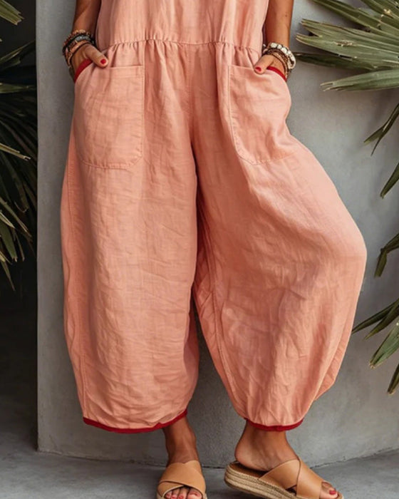 Kleurblokkerde Jumpsuit Met Zakken