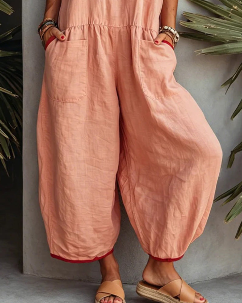 Kleurblokkerde Jumpsuit Met Zakken