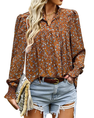 Blouse Pofmouw Bloemig Lange Mouw