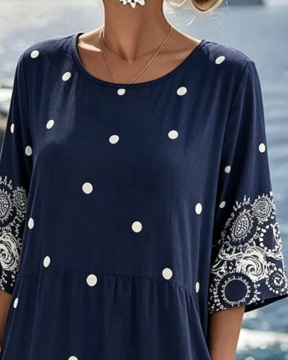 Jurk Stipje Stip Print Loszittend