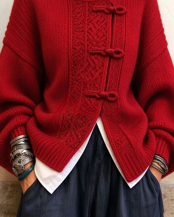 Pullover Vintage Knoop Knoop Turtleneck Mode