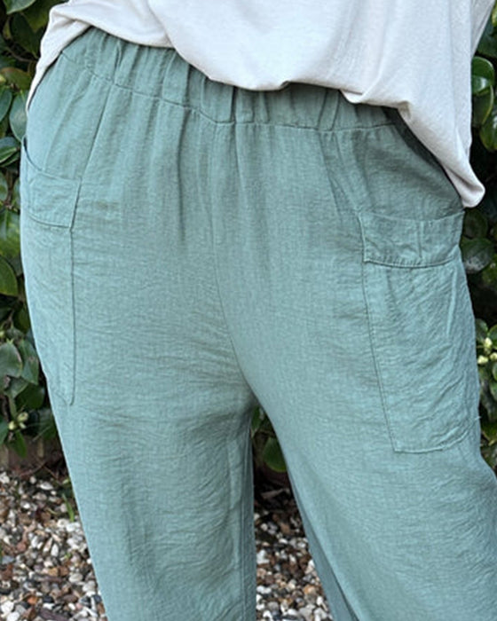 Broeken Plain Elastische Taille Casual
