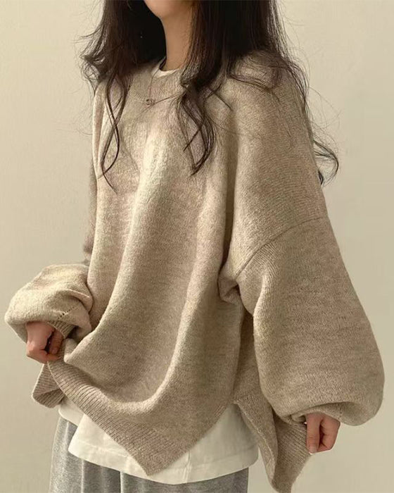 Pullover Rondhals Zijkant Split