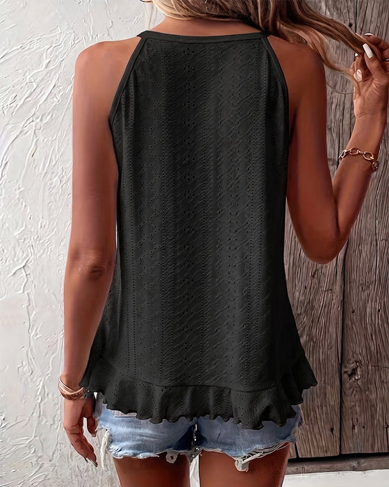 Top Asymmetrisch Ruche Ronde Hals
