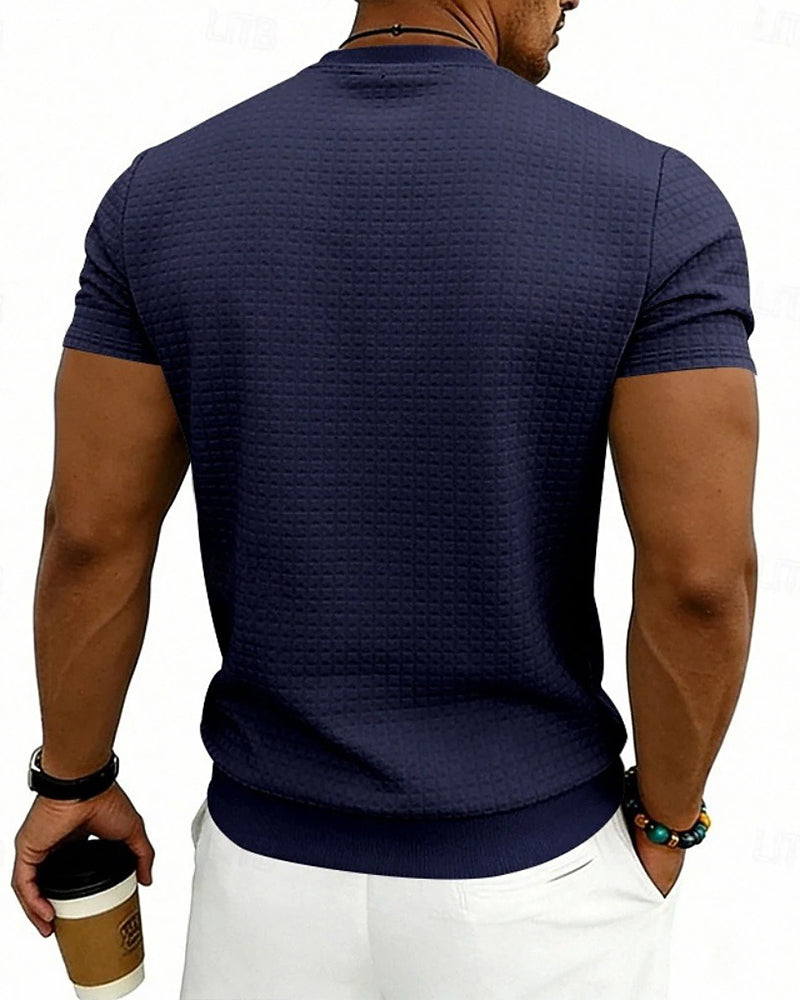 T-Shirt Geribbeld Rondhals Korte Mouw