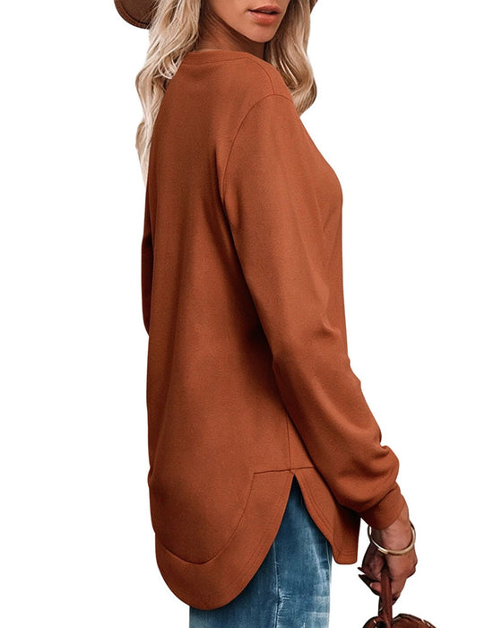 Sweatshirt Ronde Hals Gebogen Zoom Effen