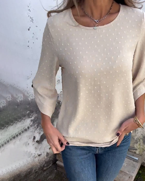 Blouse Lange Mouwen Ronde Hals Effen Kleur