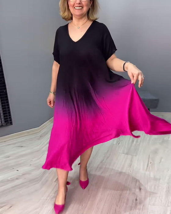 Casual geplooide ombre-jurk