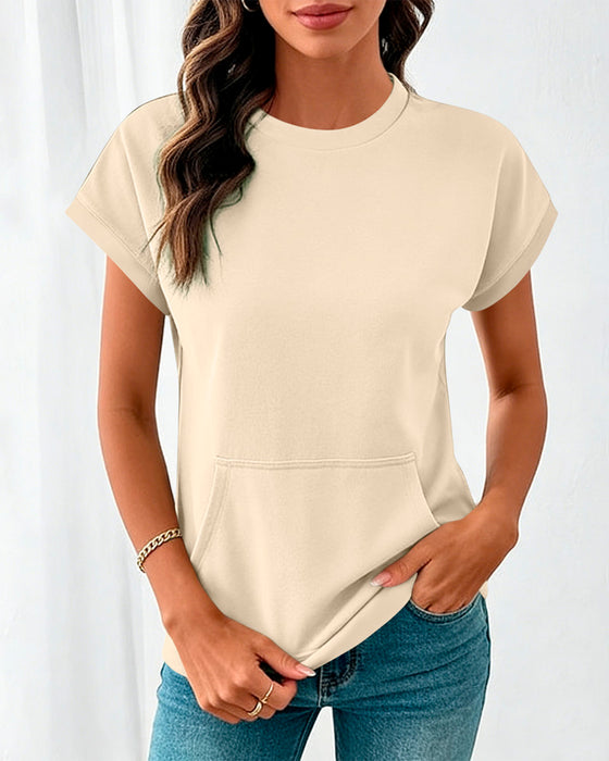 Blouse Voorzak Effen Ronde Hals