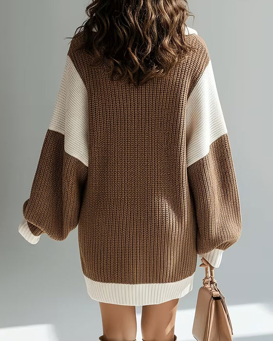 Trui Jurk Revers Rits Contrast