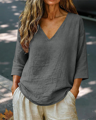 Blouse Drop-Shoulder V-Hals 3/4-Mouw