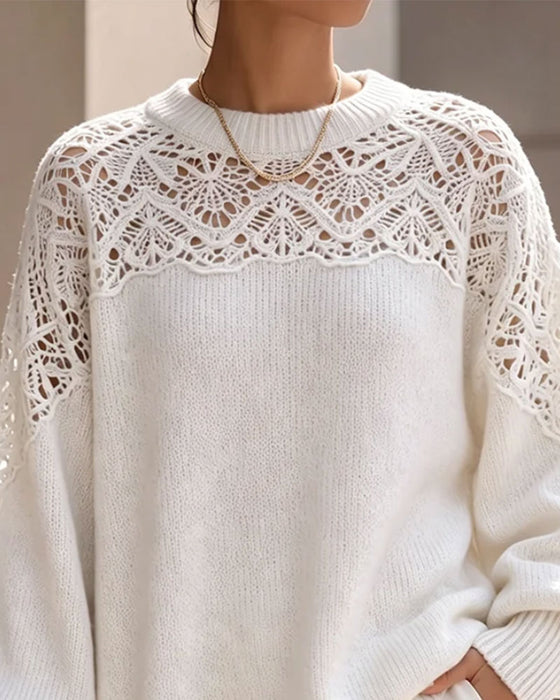 Pullover Uitsparing Poef Mouw Lang