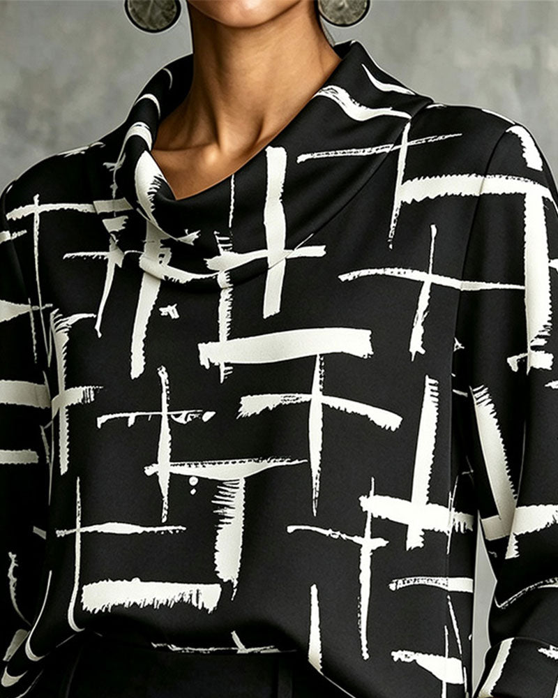 Blouse Mock Cowl Hals Kruis Patroon