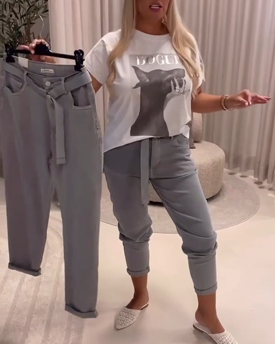 Broek Elastisch Slim Fit Casual