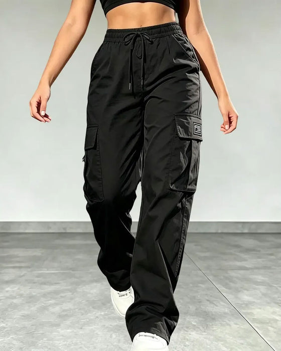 Broek Elastische Taille Trekkoord Zak Cargo