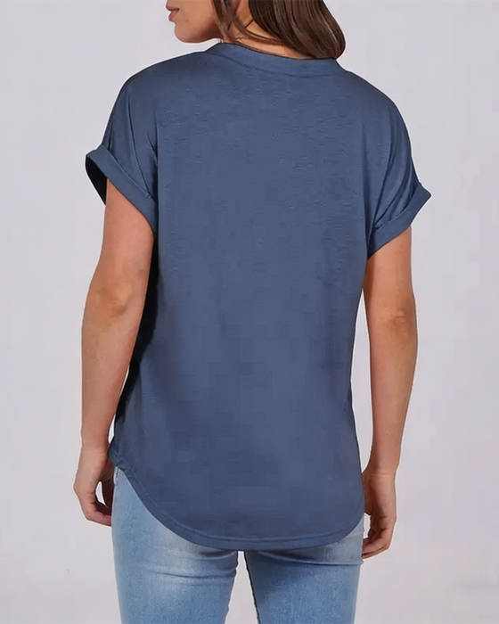 T-Shirt Effen V-Hals Korte Mouw