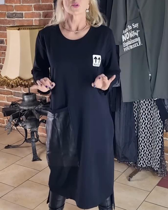 Jurk Ruim Plusmaat Pu Panelen