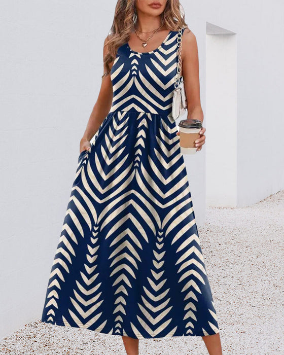 Jurk Elegant Verfijnd Visgraat Mouwloos