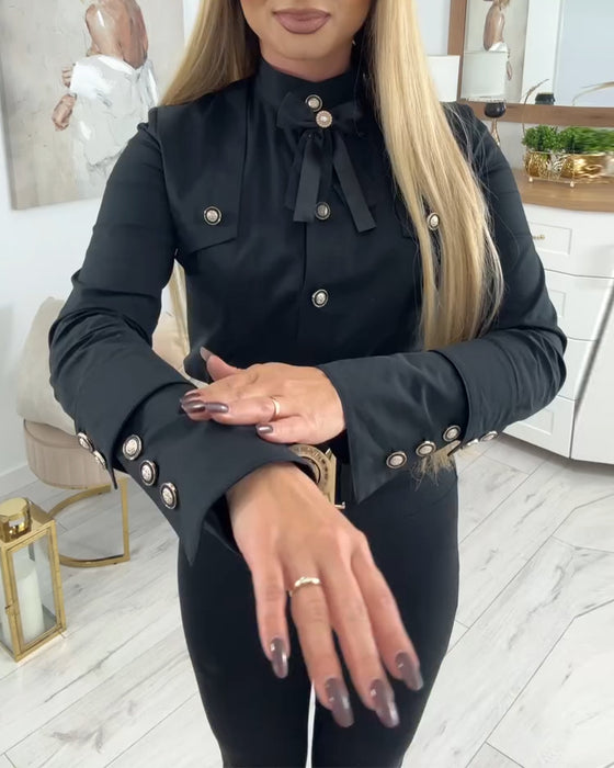 Langmouwig Overhemd Met Metalen Knopen