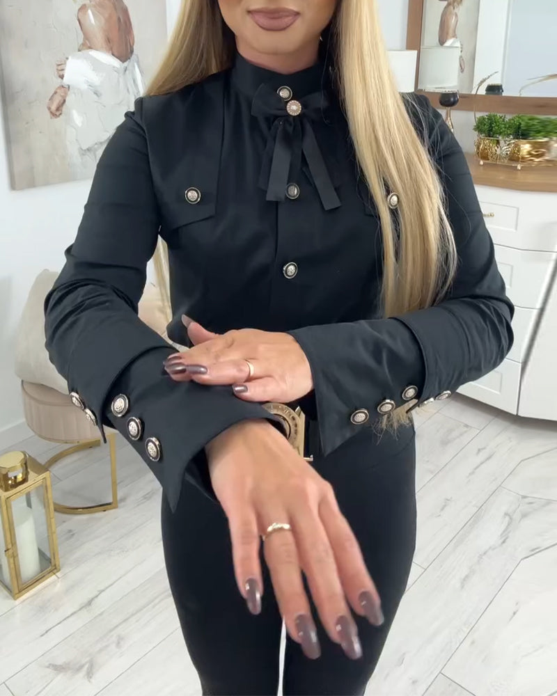 Langmouwig Overhemd Met Metalen Knopen