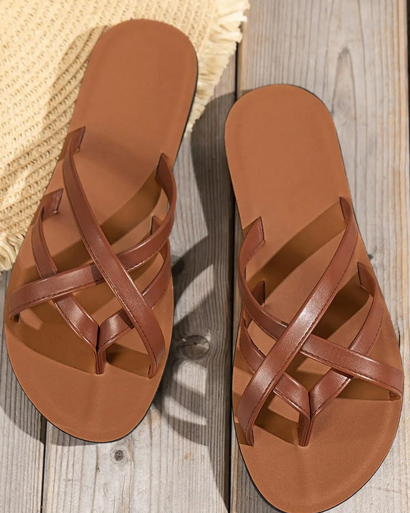 Dames Effen Kleur Teenstrop Sandalen