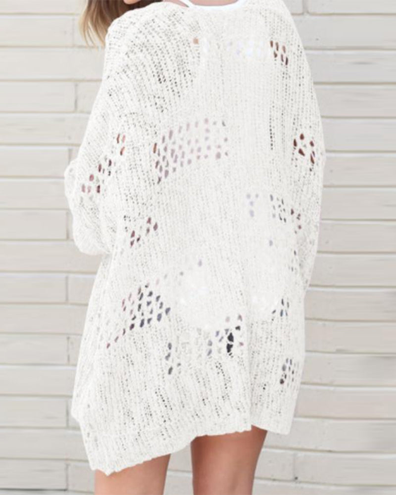 Cardigan Casual Langmouw Uitgesneden Trui