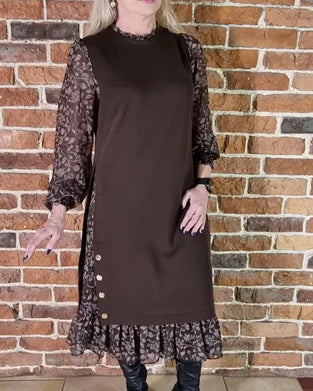 Jurk Met Ronde Hals Nep-Tweedelig