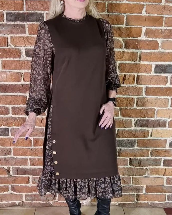 Jurk Met Ronde Hals Nep-Tweedelig