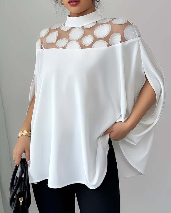 Blouse Mesh Paneel Grote Stip