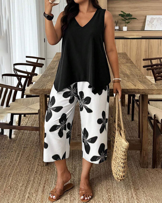 Set Elegant Print Mouwloos