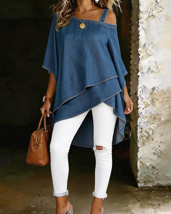 Blouse Effen Asymmetrische Zoom Off-Shoulder
