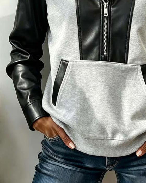 Hoodie Rits Zak Patchwork