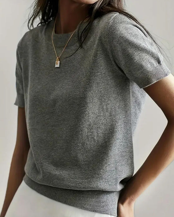 Pull Rond Hals Korte Mouw Dunne Brei