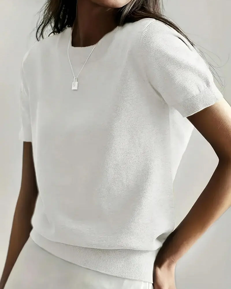 Pull Rond Hals Korte Mouw Dunne Brei