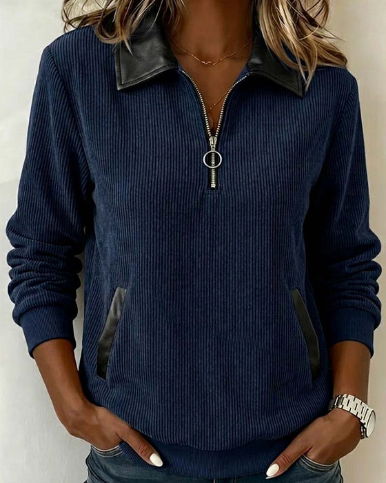 Sweatshirt Slag Rits Lange Mouw