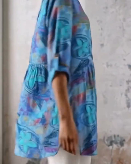 Top V-Hals Bedrukt Casual