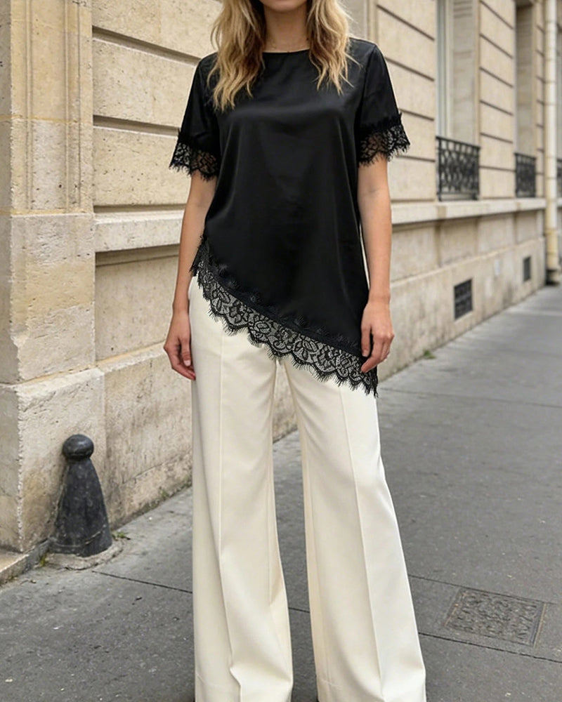 Blouse Onregelmatig Kant Casual